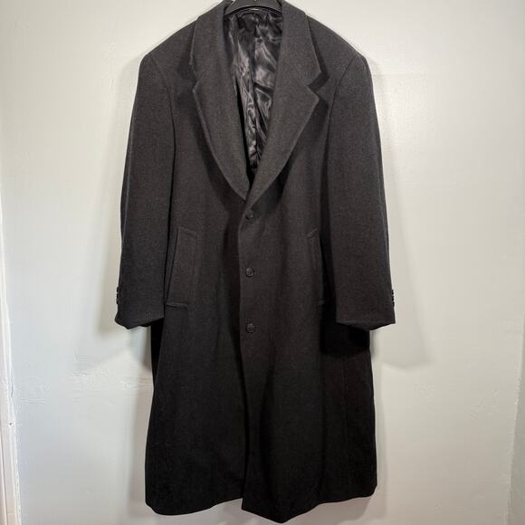 Jones New York 100% Wool Long Overcoat Charcoal Gray 46 Classic Quiet Luxury VTG - Picture 1 of 9